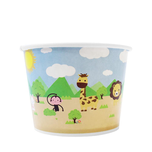 12oz Paper Food Containers - Safari Kids Design - 1000 count-Karat