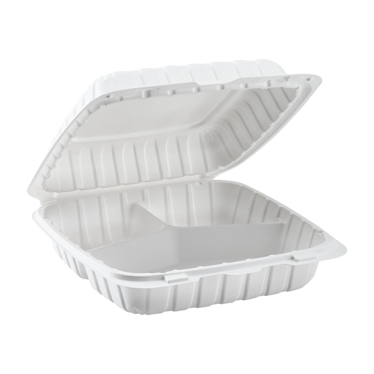 TAKE-OUT/ Container Large, 3 Comp, White 200/cs-Food Service – Croaker, Inc