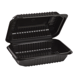 9''x6'' Black Hinged Containers - Black Half Clamshell Take Out Box - Karat PP Plastic - 250 count-Karat