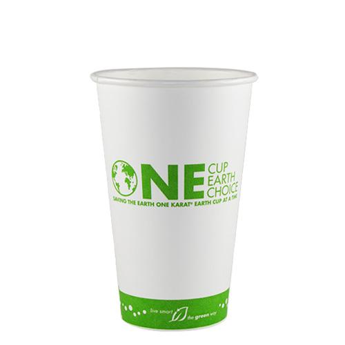 Compostable Coffee Cups - 16oz Eco-Friendly Paper Hot Cups - One Cup, One Earth (90mm) - 1,000 ct-Karat