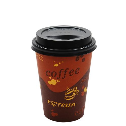 Disposable Coffee Cups - 12oz Generic Paper Hot Cups and Black Sipper Dome Lids (90mm)-Karat