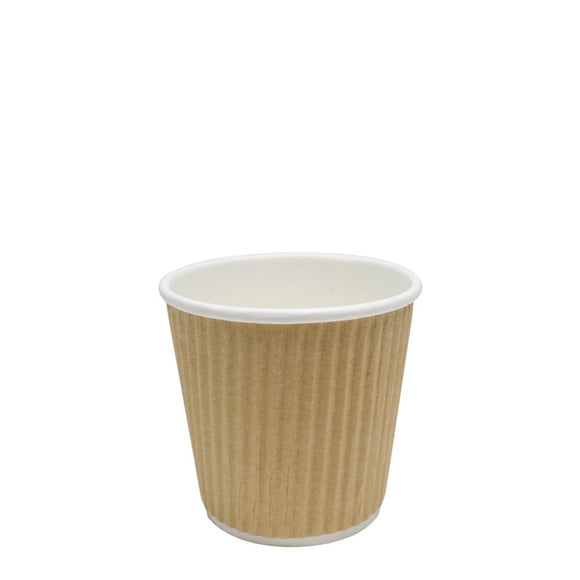 Disposable Coffee Cups - 4oz Ripple Paper Hot Cups - Kraft 62mm) - 500 ct-Karat