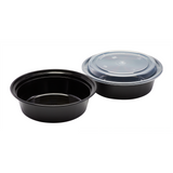 32oz Large Meal Prep Containers - - 32 oz Microwavable Round Food Containers & Lids - Black - 150 ct-Karat