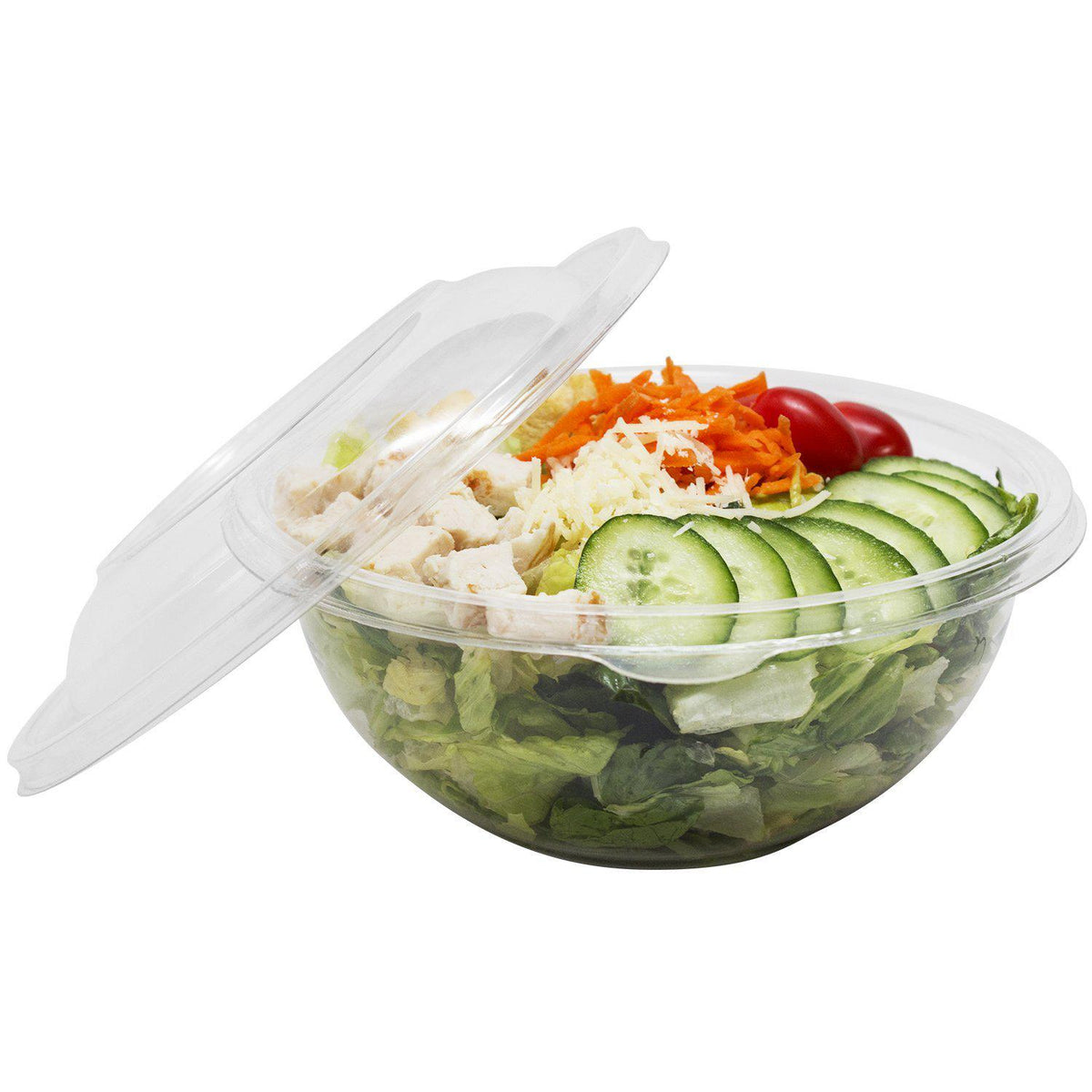 Karat 32 oz Pet Plastic Tamper Resistant Hinged Salad Bowl with Dome Lid - 240 Sets