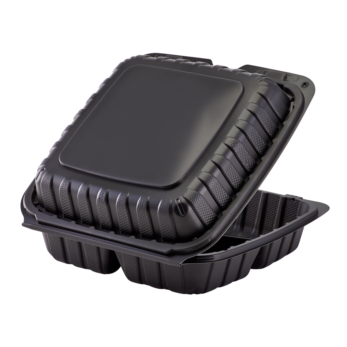 Wholesale 6 Pack 3 Compartment Round Food Container- 30oz BLACK