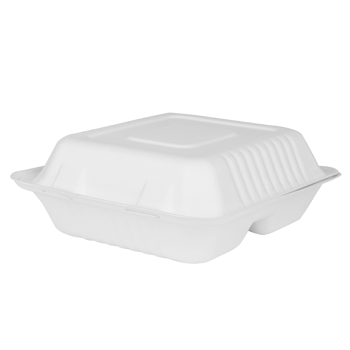 100% Compostable Clamshell Take Out Food Containers [8X8 3-Compartment 50-Pack]