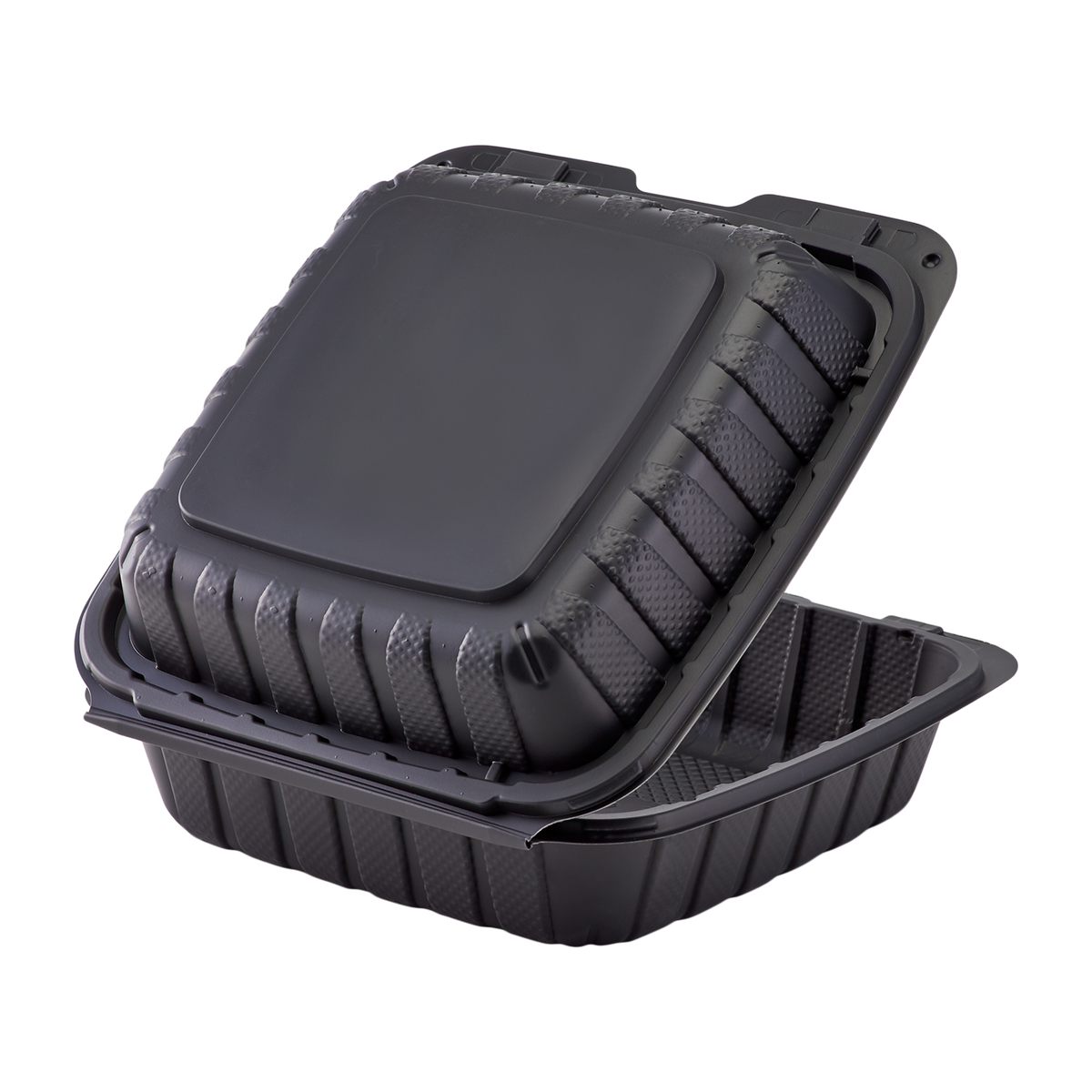 Large Black Take Out Containers 8"x8" Mineral Filled Carry Out Box