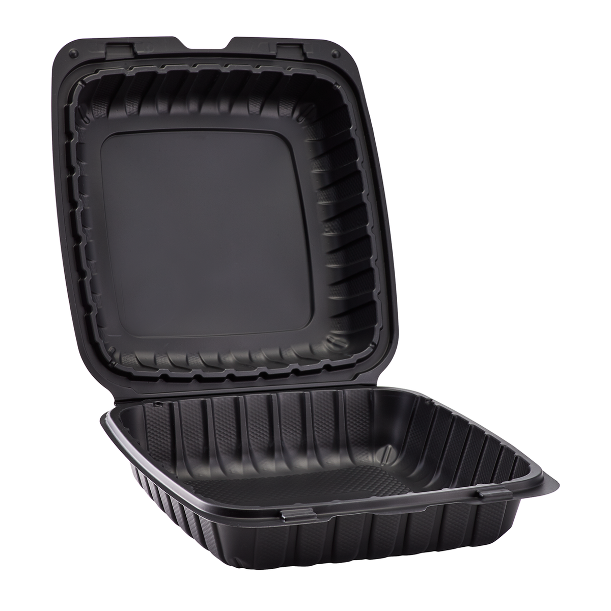 Jumbo 9x9 Black Carry Out Boxes 9"x9" Mineral Filled Food Containers