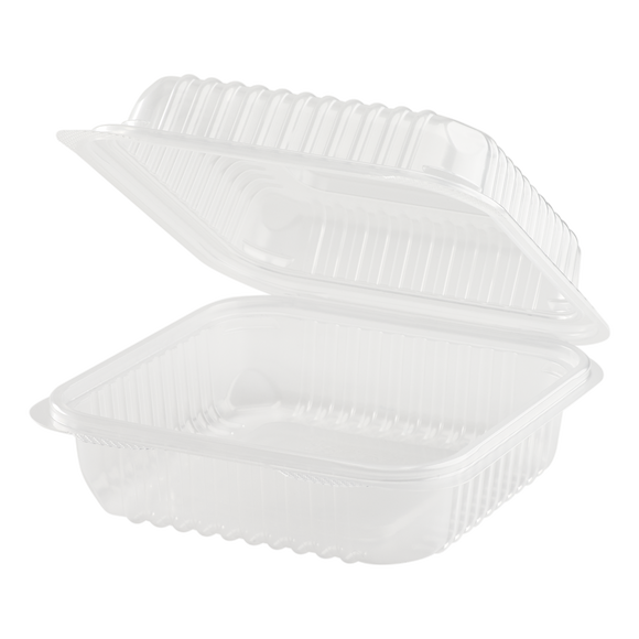 7''x7'' Hinged Containers - Medium Clamshell Takeout Boxes - Karat PP Plastic - 250 count-Karat