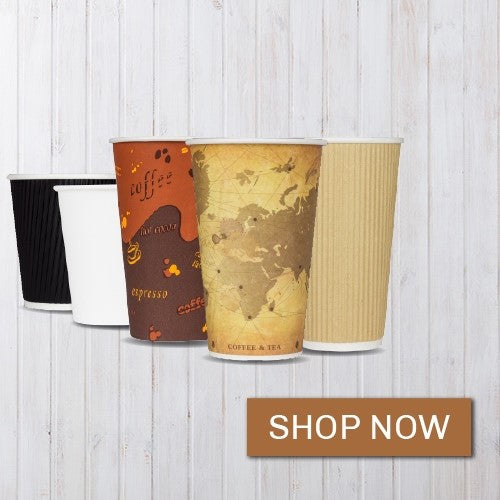 Disposable coffee cups for café beverage service