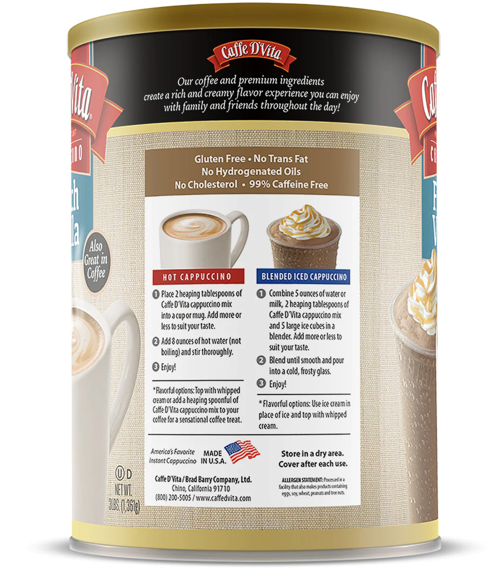 Caffe D'Vita French Vanilla Cappuccino — Can (3 lb) — product photo 3
