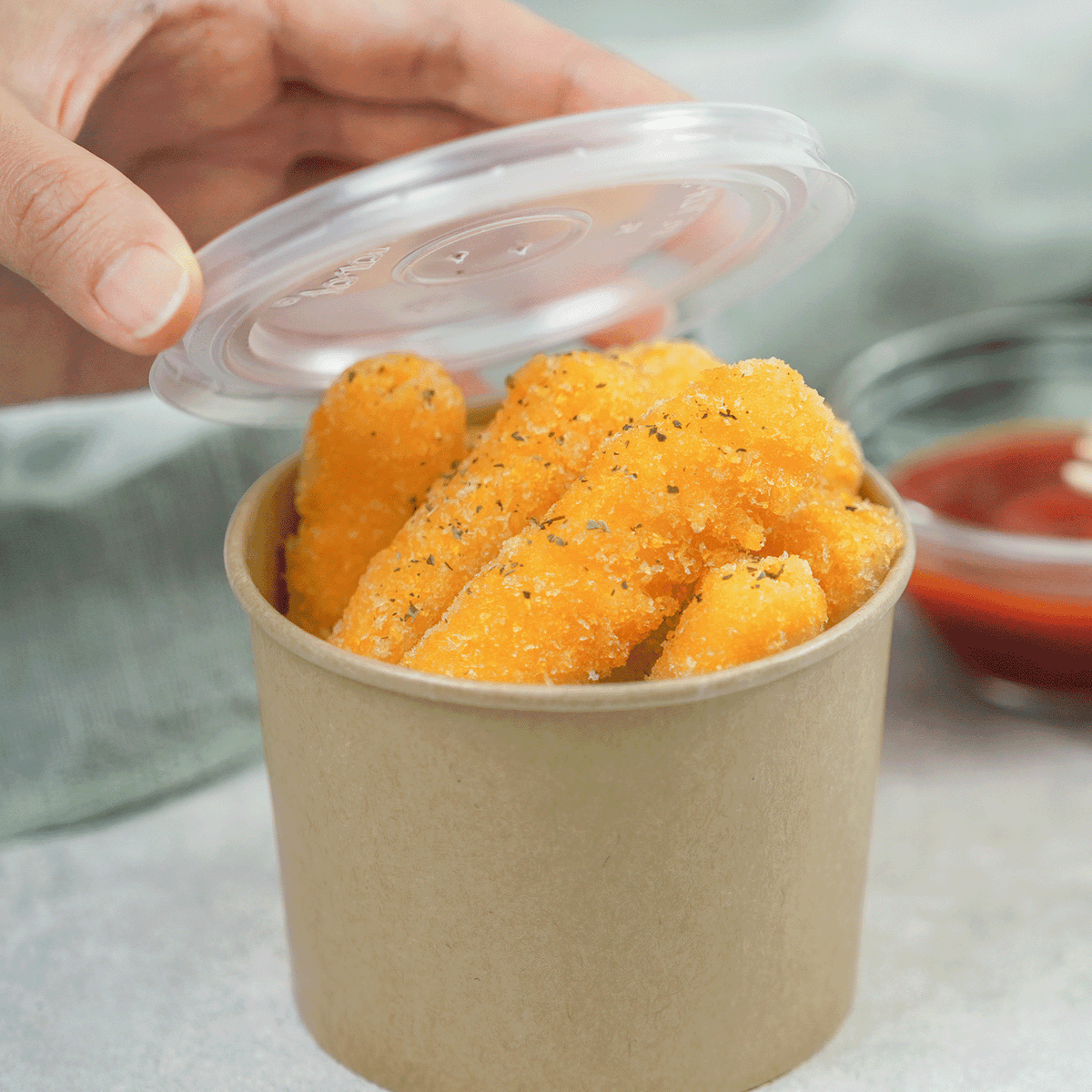 Karat 10/12 oz Gourmet Paper Food Container, Kraft, 96 mm — 500 ct — product photo 4