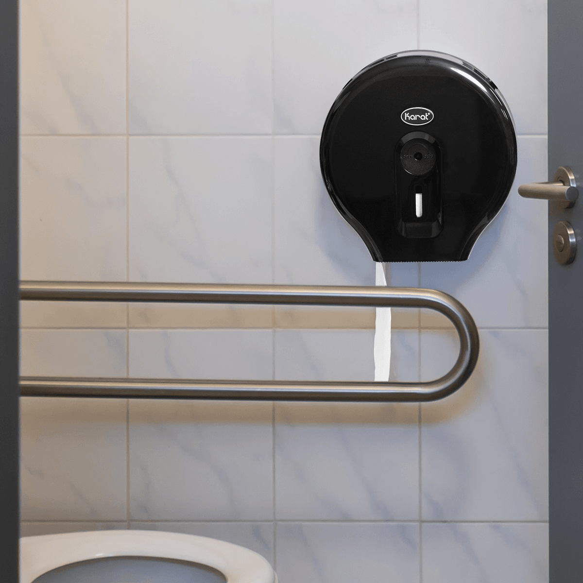 Karat 10" Jumbo Roll Tissue Dispenser, Black — 1 unit — product photo 4