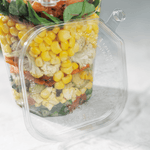 Karat 109 mm PET Flat Lid for 8-32 oz PET Tamper Resistant Square Container, Clear — 400 ct