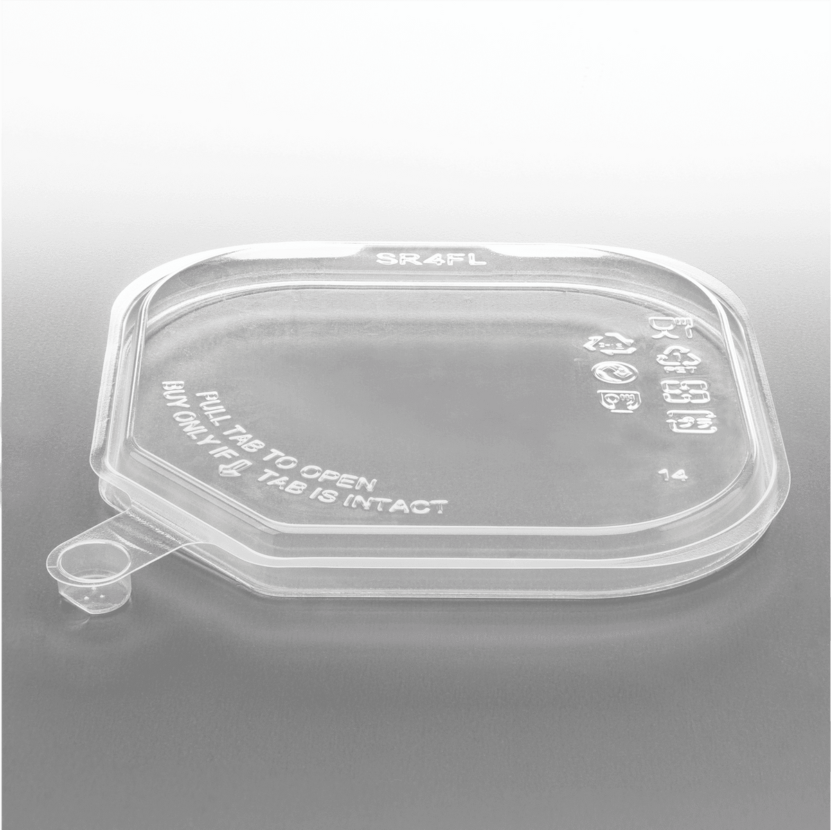 Karat 109 mm PET Flat Lid for 8-32 oz PET Tamper Resistant Square Container, Clear — 400 ct — product photo 2