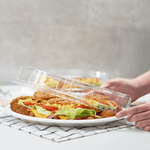 Karat 12.5" x 10" Disposable Dome Lids for Oval Molded Fiber Plates, PET — 200 ct — product photo 3