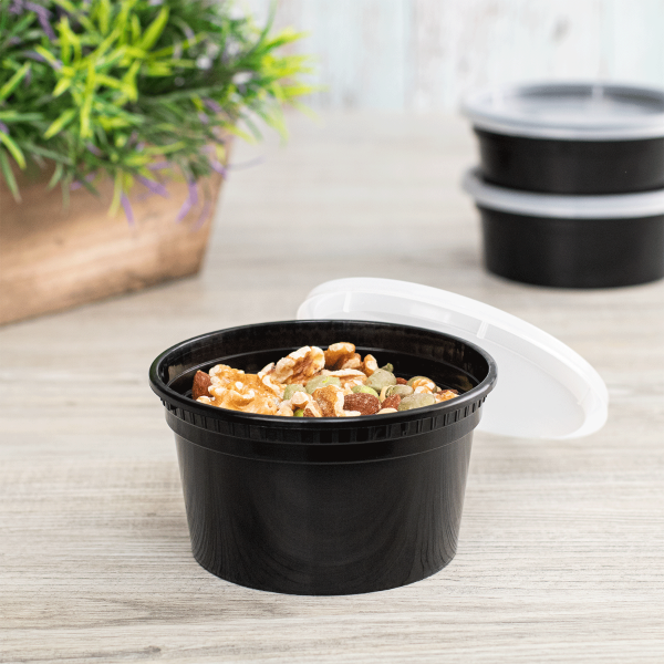 Karat 12 oz Deli Containers with Lids, Injection Molded PP, Black — 240 sets