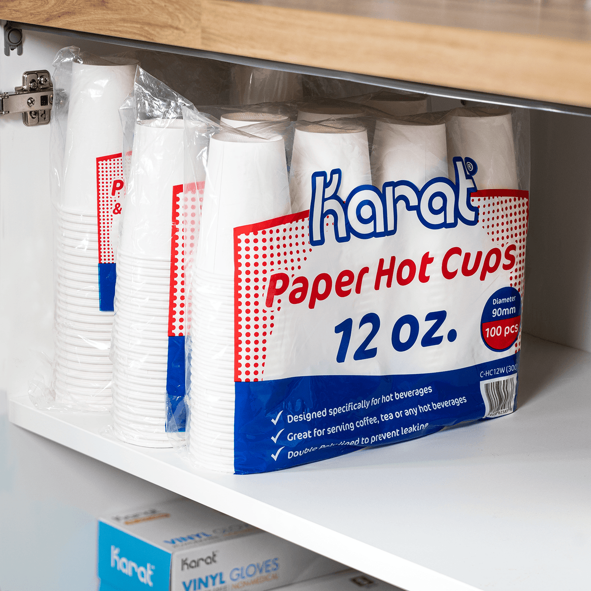 Karat 12 oz Paper Coffee Cups, White, 90 mm — 300 ct — product photo 3