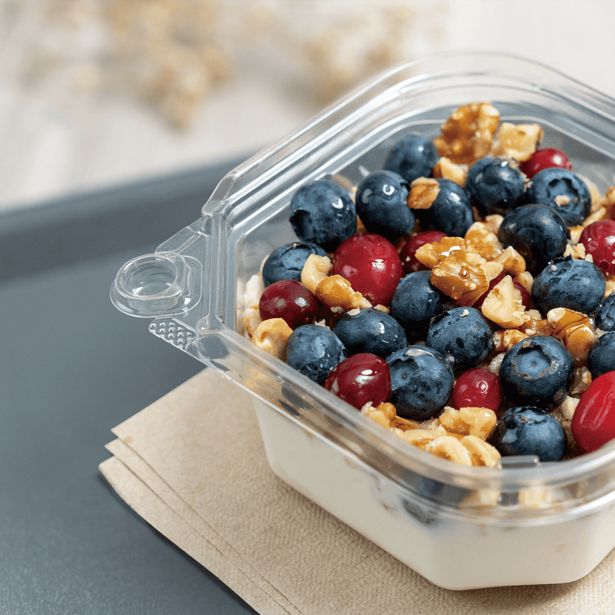 Karat 12 oz PET Tamper Resistant Square Container, Clear — 400 ct — product photo 4