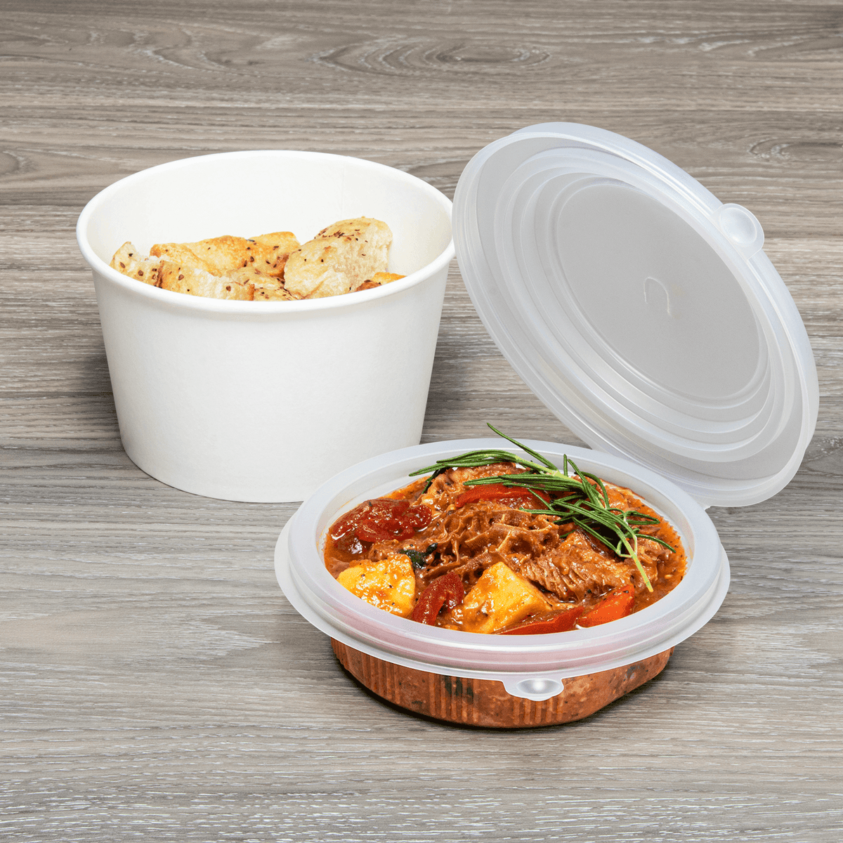 Karat 16 oz PP Hinged Inserts for 24-32 oz Paper Food Containers (142 mm) — 300 ct