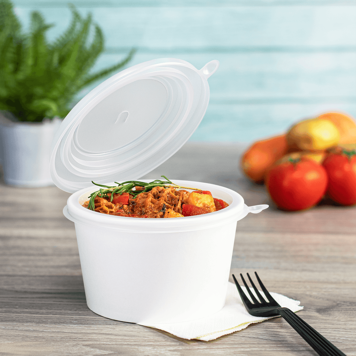 Karat 16 oz PP Hinged Inserts for 24-32 oz Paper Food Containers (142 mm) — 300 ct — product photo 3