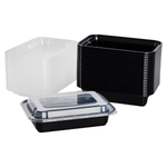 Karat 16 oz PP Injection Molded Microwaveable Rectangular Black Food Containers with lids — 150 sets — product photo 2
