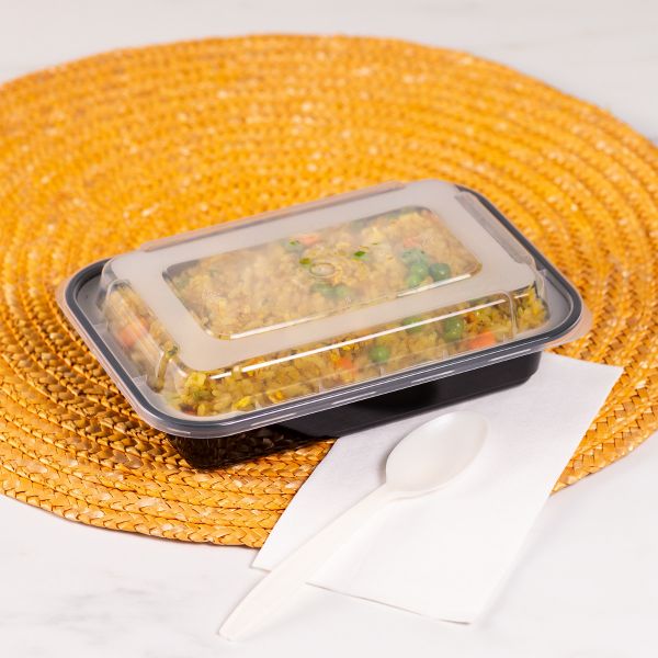 Karat 16 oz PP Injection Molded Microwaveable Rectangular Black Food Containers with lids — 150 sets — product photo 3