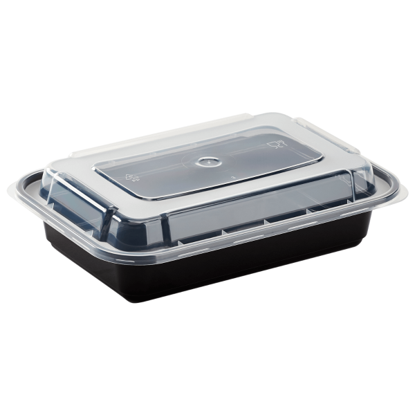 Karat 16 oz PP Injection Molded Microwaveable Rectangular Black Food Containers with lids — 150 sets — product photo 4