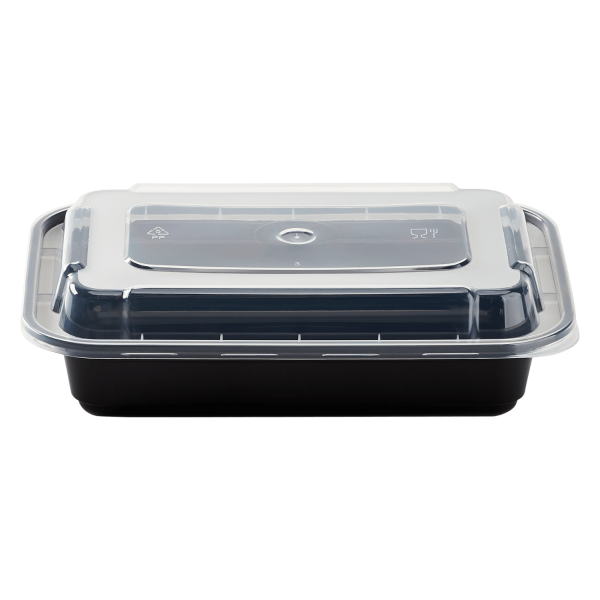 Karat 16 oz PP Injection Molded Microwaveable Rectangular Black Food Containers with lids — 150 sets — product photo 5