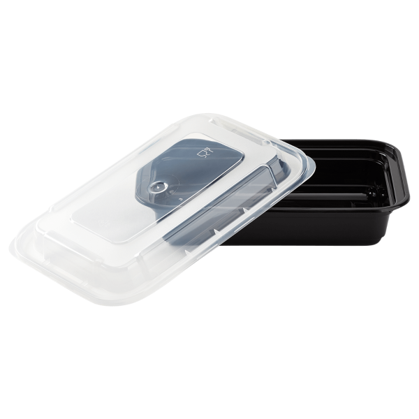 Karat 16 oz PP Injection Molded Microwaveable Rectangular Black Food Containers with lids — 150 sets — product photo 6