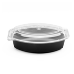Karat 16 oz PP Microwaveable Oval Food Container with Clear Lid, Black — 150 sets — product photo 2