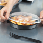 Karat 16 oz PP Microwaveable Oval Food Container with Clear Lid, Black — 150 sets — product photo 4