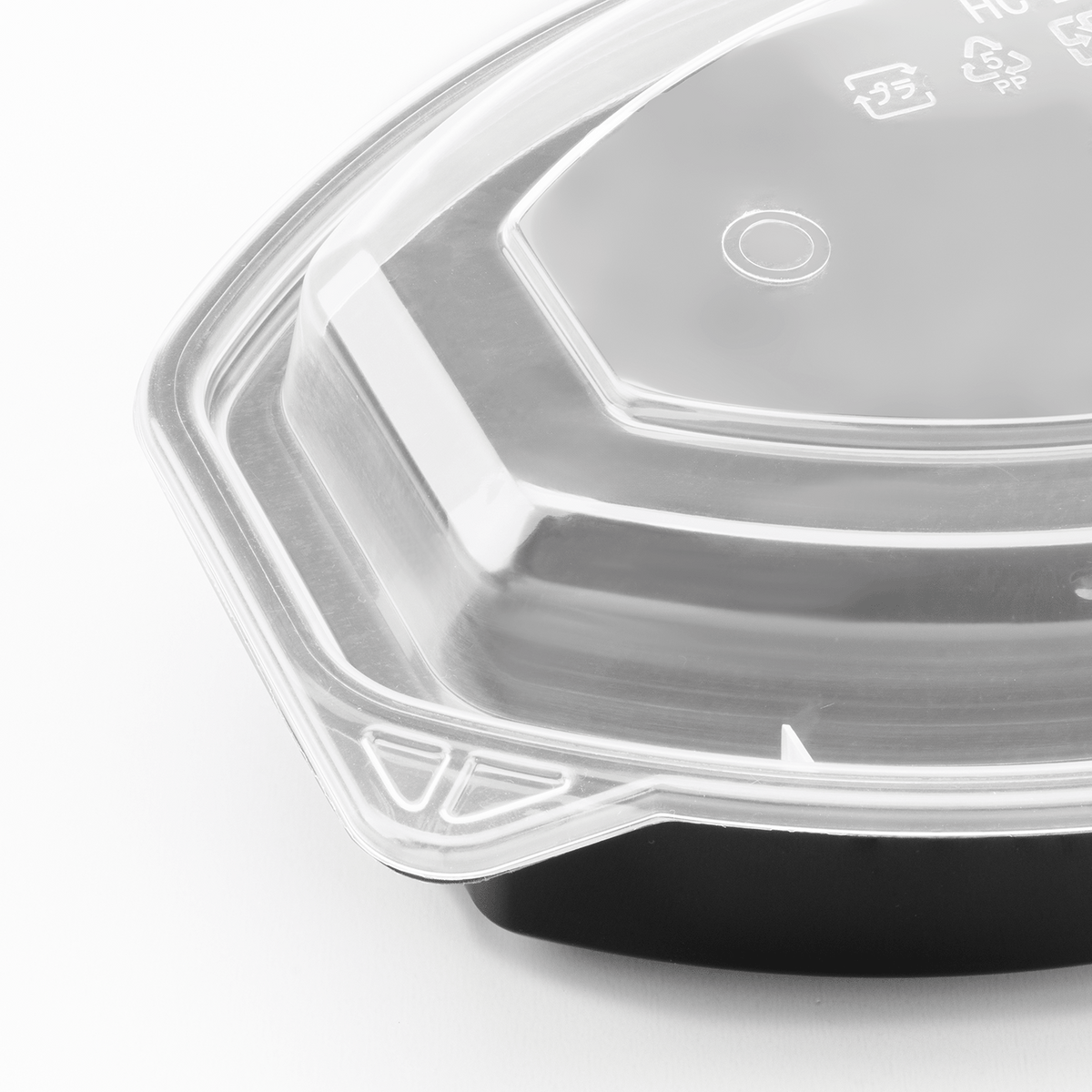 Karat 16 oz PP Microwaveable Oval Food Container with Clear Lid, Black — 150 sets — product photo 6