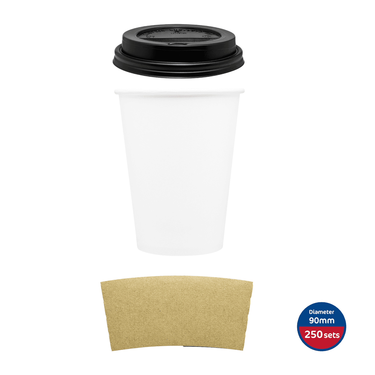 Karat 16 oz White Paper Coffee Cups with Black PP Sipper Lids & Cup Jackets — 250 sets — product photo 9
