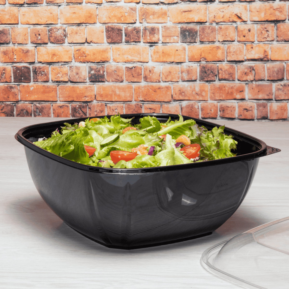Karat 160 oz Square Disposable Salad Bowls, PET, Black — 50 ct — product photo 3