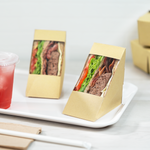 Karat 19oz Paper Sandwich Wedge Container with Window, Kraft — 500 ct