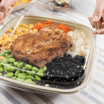 Karat 24-48 oz Square Disposable Bowl Lids, PET Container Lids, Clear — 300 ct — product photo 3