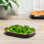 Karat 24 oz Black and Gold Aluminum Pans with PET Dome Lids — 100 sets