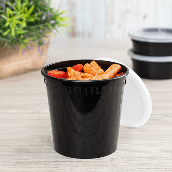 Karat 24 oz Deli Containers with Lids, Injection Molded PP, Black — 240 sets