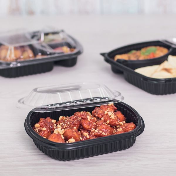 Karat 24 oz Microwaveable Take-Out Box, PP, Black — 300 ct — product photo 3