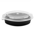 Karat 24 oz PP Microwaveable Oval Food Container with Clear Lid, Black — 150 sets — product photo 2