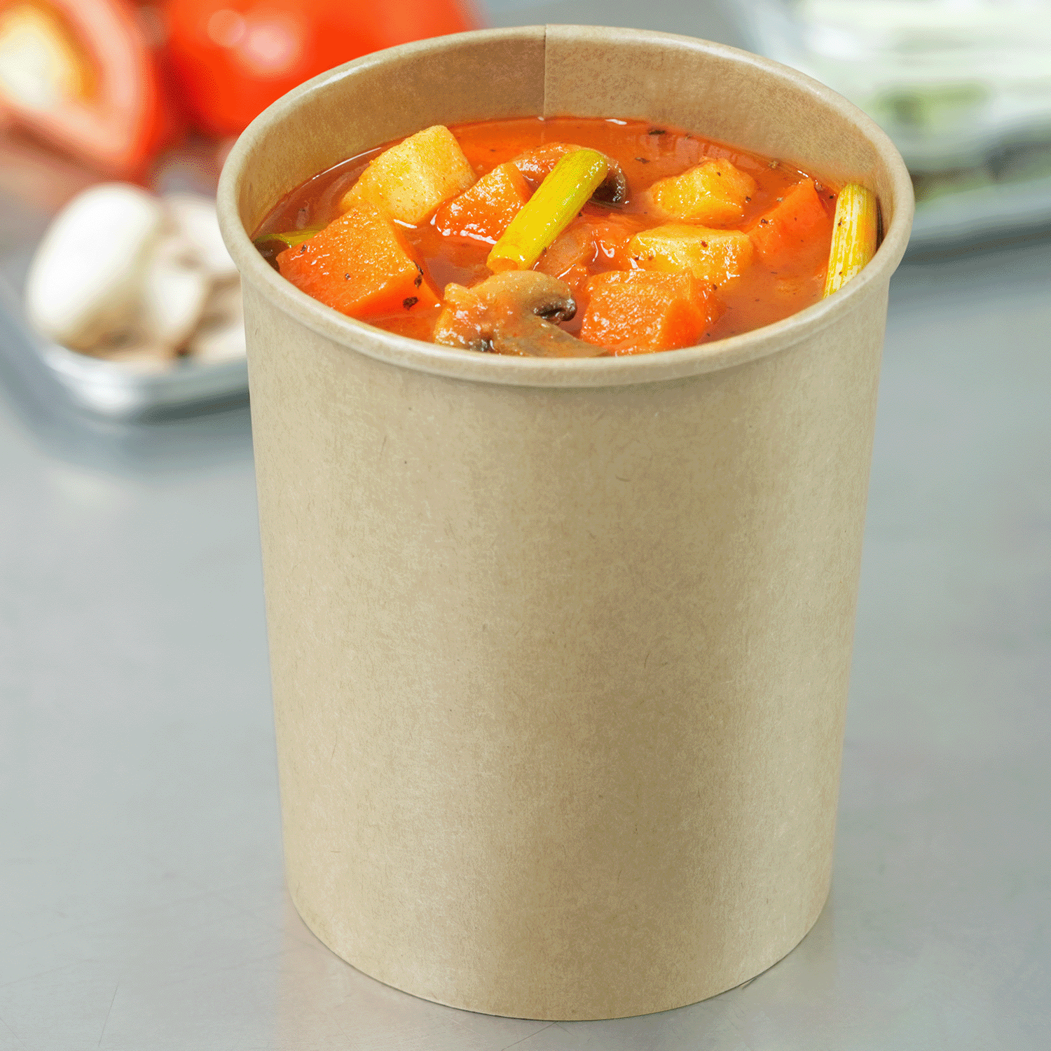 Karat 32 oz Gourmet Paper Food Container, Kraft, 115 mm — 500 ct