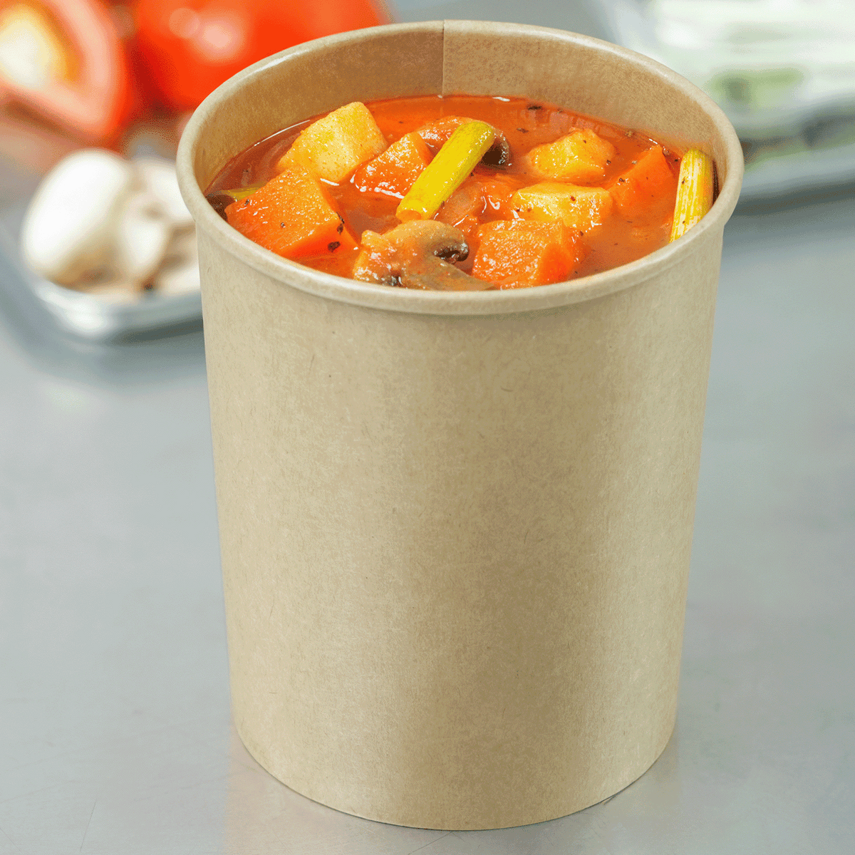 Karat 32 oz Gourmet Paper Food Container, Kraft, 115 mm — 500 ct