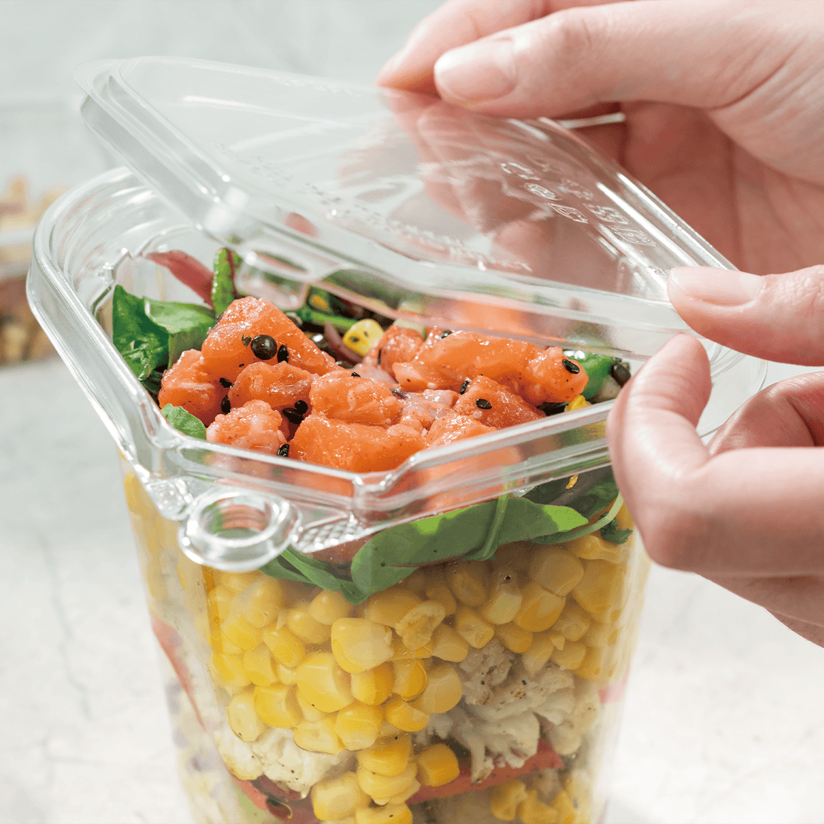 Karat 32 oz PET Tamper Resistant Square Container, Clear — 400 ct — product photo 3