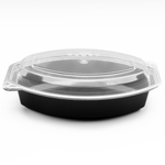 Karat 32 oz PP Microwaveable Oval Food Container with Clear Lid, Black — 150 sets — product photo 2