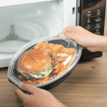 Karat 32 oz PP Microwaveable Oval Food Container with Clear Lid, Black — 150 sets — product photo 4