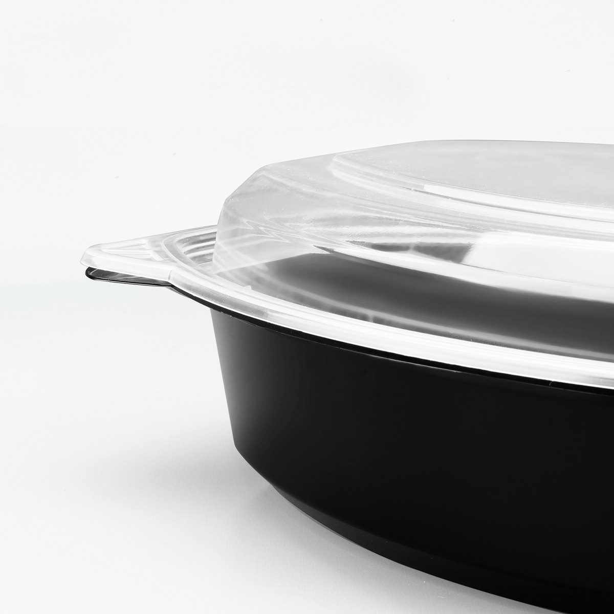 Karat 32 oz PP Microwaveable Oval Food Container with Clear Lid, Black — 150 sets — product photo 6