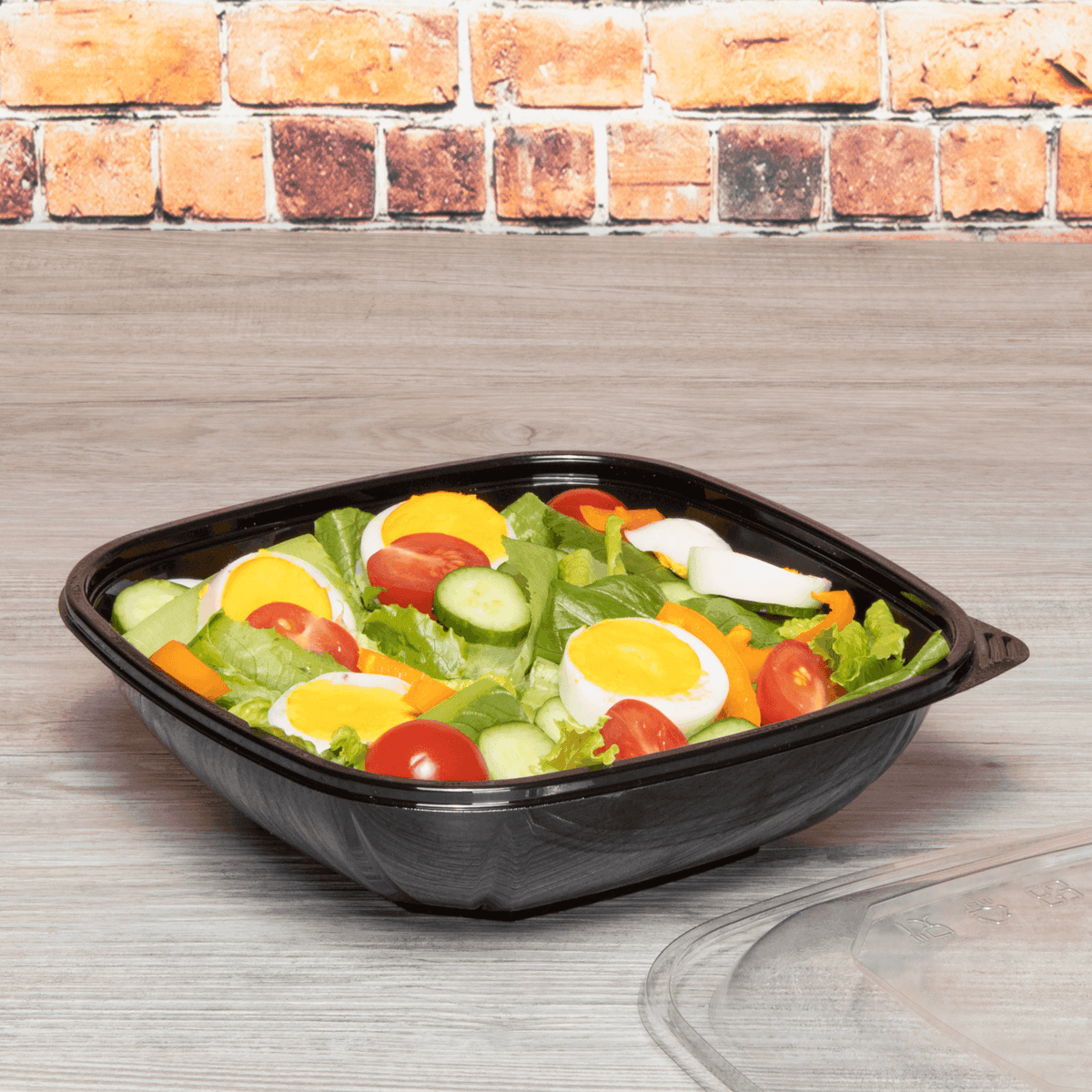 Karat 32 oz Square Disposable Salad Bowl, PET, Black — 300 ct — product photo 3