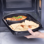 Karat 36 oz Microwaveable Take-Out Box, 2-Compartment, PP, Black — 300 ct