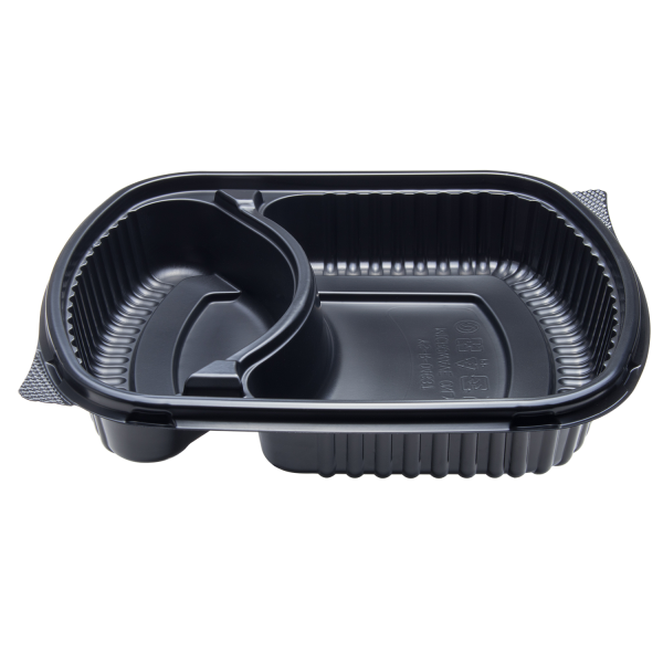 Karat 36 oz Microwaveable Take-Out Box, 2-Compartment, PP, Black — 300 ct — product photo 2